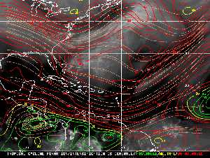 Météo tropicale : Carte des vents de cisaillement.