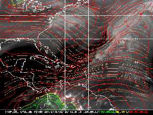Météo tropicale : Carte des vents de cisaillement.