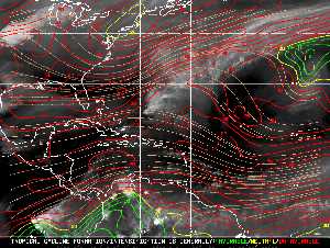 Météo tropicale : Carte des vents de cisaillement.