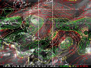 Météo tropicale : Carte des vents de cisaillement.