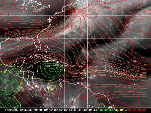 Météo tropicale : Carte des vents de cisaillement.