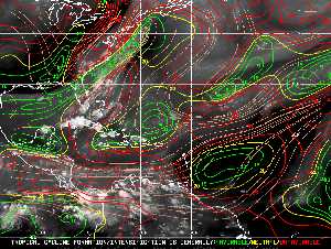 Météo tropicale : Carte des vents de cisaillement.