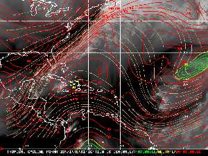 Météo tropicale : Carte des vents de cisaillement.