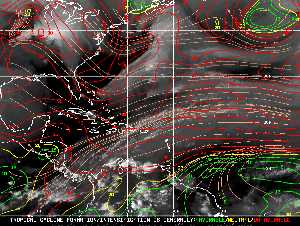 Météo tropicale : Carte des vents de cisaillement.