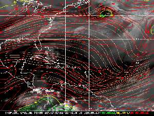 Météo tropicale : Carte des vents de cisaillement.