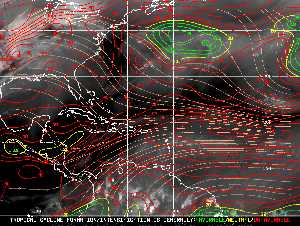 Météo tropicale : Carte des vents de cisaillement.