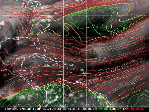 Météo tropicale : Carte des vents de cisaillement.