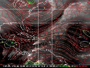 Météo tropicale : Carte des vents de cisaillement.