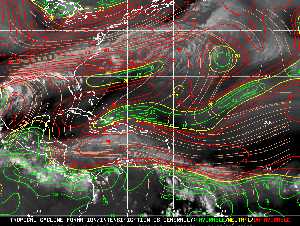 Météo tropicale : Carte des vents de cisaillement.