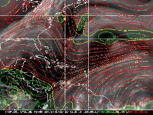 Météo tropicale : Carte des vents de cisaillement.