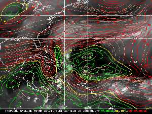 Météo tropicale : Carte des vents de cisaillement.