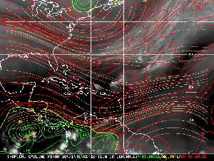 Météo tropicale : Carte des vents de cisaillement.