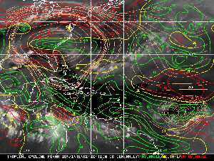 Météo tropicale : Carte des vents de cisaillement.