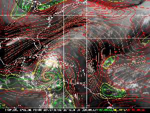 Météo tropicale : Carte des vents de cisaillement.
