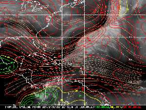 Météo tropicale : Carte des vents de cisaillement.
