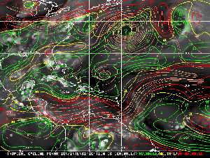 Météo tropicale : Carte des vents de cisaillement.