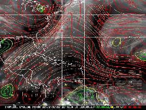 Météo tropicale : Carte des vents de cisaillement.
