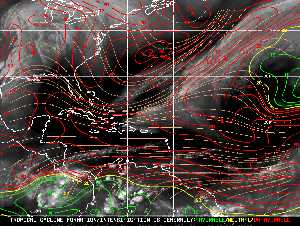 Météo tropicale : Carte des vents de cisaillement.