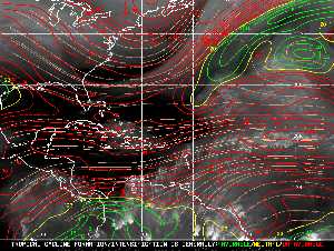 Météo tropicale : Carte des vents de cisaillement.