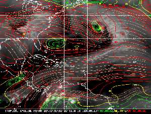 Météo tropicale : Carte des vents de cisaillement.