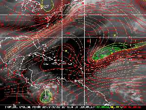 Météo tropicale : Carte des vents de cisaillement.