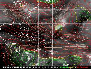 Météo tropicale : Carte des vents de cisaillement.