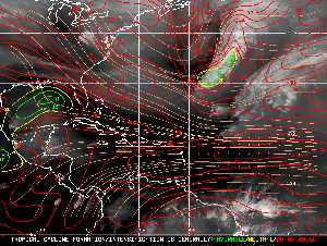 Météo tropicale : Carte des vents de cisaillement.