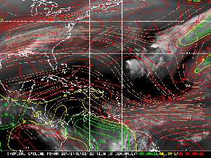 Météo tropicale : Carte des vents de cisaillement.