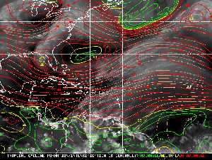 Météo tropicale : Carte des vents de cisaillement.