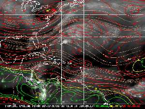 Météo tropicale : Carte des vents de cisaillement.