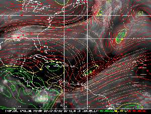 Météo tropicale : Carte des vents de cisaillement.