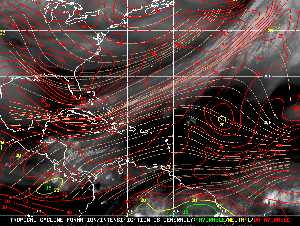 Météo tropicale : Carte des vents de cisaillement.