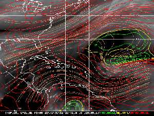 Météo tropicale : Carte des vents de cisaillement.