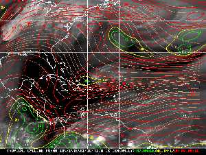 Météo tropicale : Carte des vents de cisaillement.