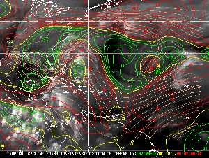 Météo tropicale : Carte des vents de cisaillement.