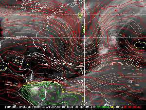 Météo tropicale : Carte des vents de cisaillement.