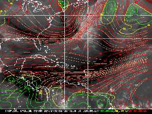 Météo tropicale : Carte des vents de cisaillement.