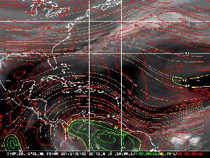 Météo tropicale : Carte des vents de cisaillement.