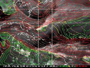 Météo tropicale : Carte des vents de cisaillement.