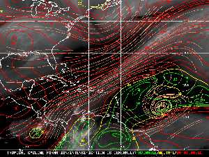 Météo tropicale : Carte des vents de cisaillement.