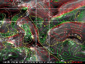 Météo tropicale : Carte des vents de cisaillement.