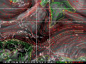Météo tropicale : Carte des vents de cisaillement.