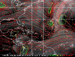 Météo tropicale : Carte des vents de cisaillement.