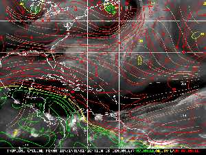 Météo tropicale : Carte des vents de cisaillement.