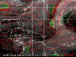 Météo tropicale : Carte des vents de cisaillement.