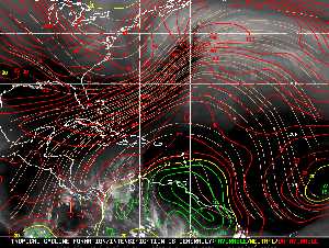 Météo tropicale : Carte des vents de cisaillement.