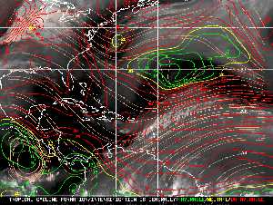 Météo tropicale : Carte des vents de cisaillement.