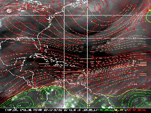 Météo tropicale : Carte des vents de cisaillement.