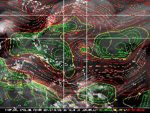 Météo tropicale : Carte des vents de cisaillement.