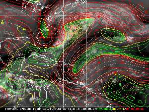 Météo tropicale : Carte des vents de cisaillement.